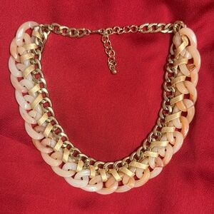 Gold and Cream Chain Link Necklace